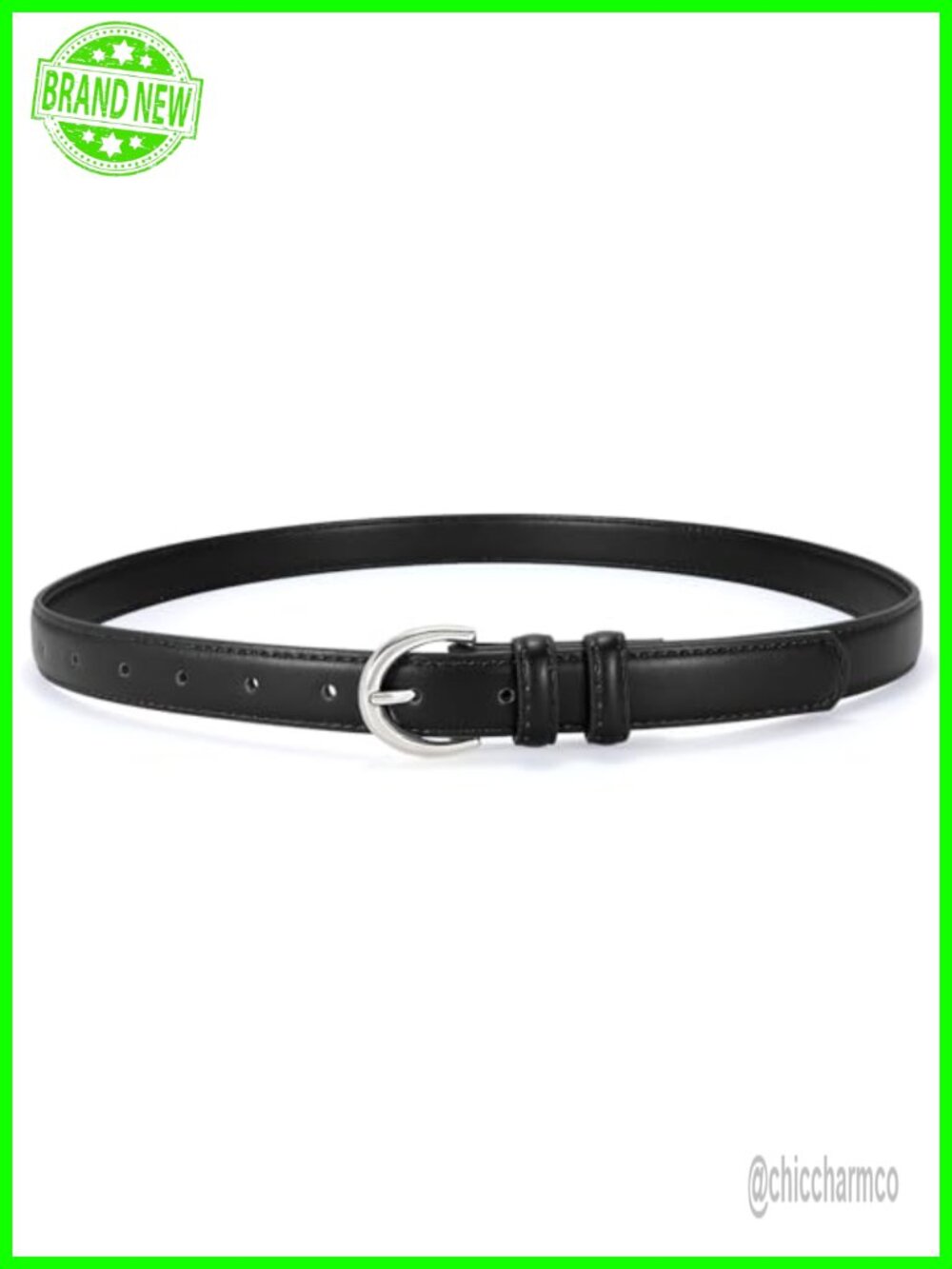 Women's Faux Leather Belt Thin Single Prong Buckle for Jeans Pants Dresses